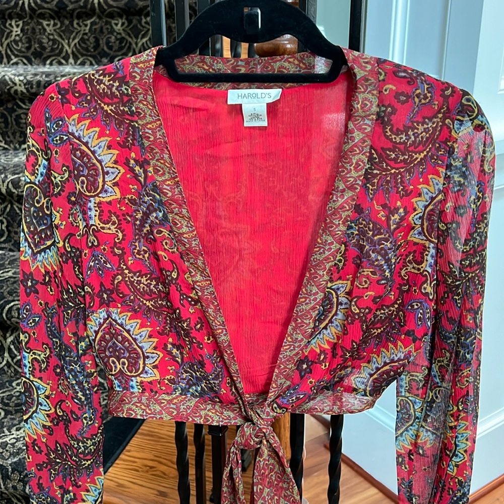 Harold's Vibrant Paisley Cape Jacket - Red and Multicolor